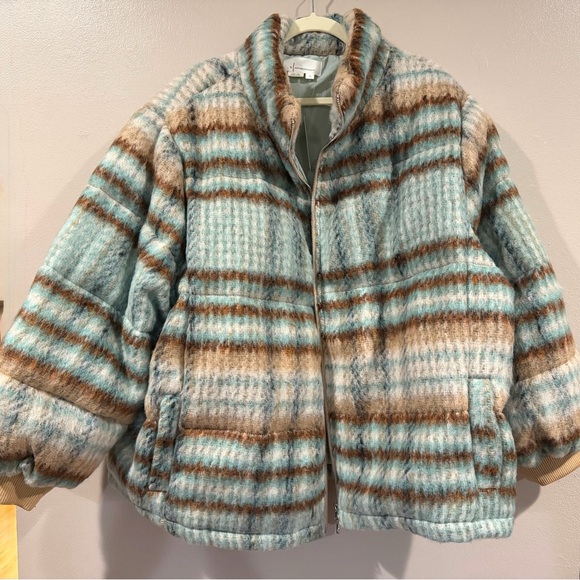 Anthropologie 3x Plaid Women's Jacket in Blue and Brown NWT - Picture 3 of 11
